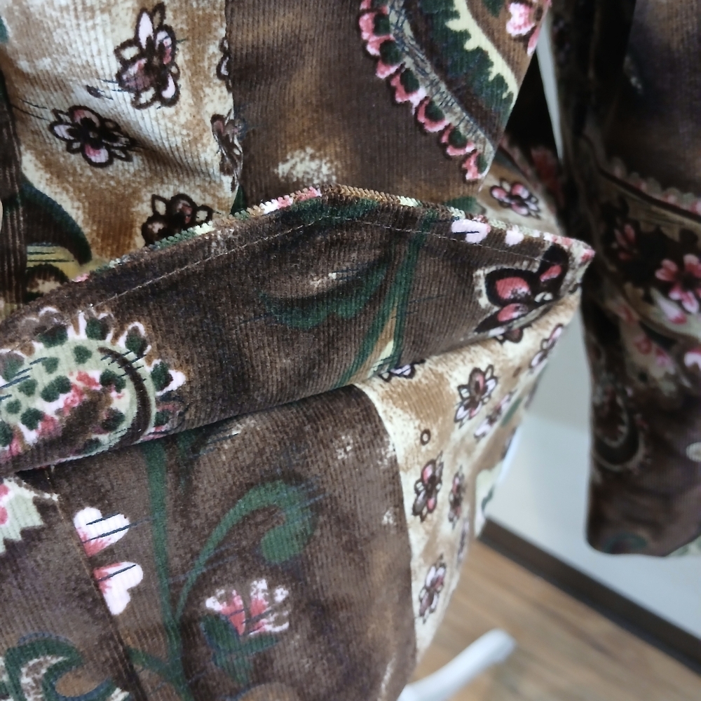 Vintage Larry Levine Woman 18W Brown Paisley Corduroy Blazer Jacket Stretch - Picture 5 of 15